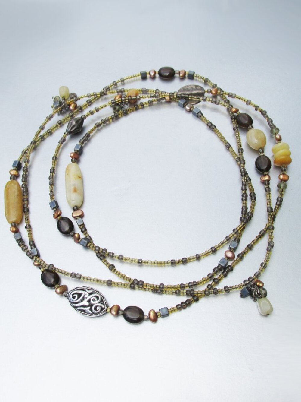 Retired SILPADA Oxidized Sterling Silver Serpentine Bronze Pearl 60" Necklace